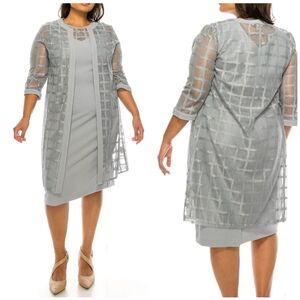 Maya Brooke Jacket Stretchy Dress Cardigan 3/4 sleeve Arctic Women's‎ 16W